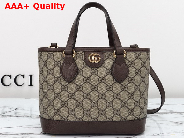 Gucci Ophidia Mini Tote Bag in Beige and Ebony GG Supreme Canvas 811716 Replica