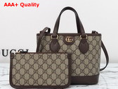 Gucci Ophidia Mini Tote Bag in Beige and Ebony GG Supreme Canvas 811716 Replica