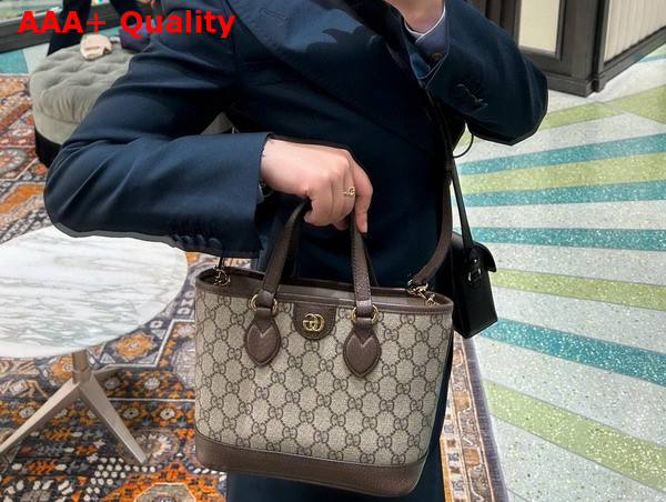 Gucci Ophidia Mini Tote Bag in Beige and Ebony GG Supreme Canvas 811716 Replica