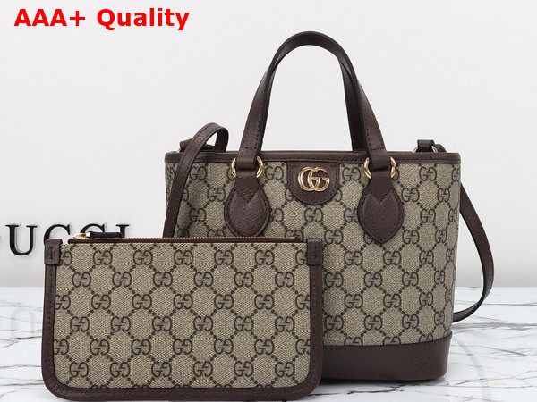 Gucci Ophidia Mini Tote Bag in Beige and Ebony GG Supreme Canvas 811716 Replica