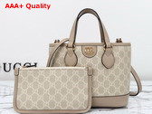 Gucci Ophidia Mini Tote Bag in Beige and White GG Supreme Canvas 811716 Replica