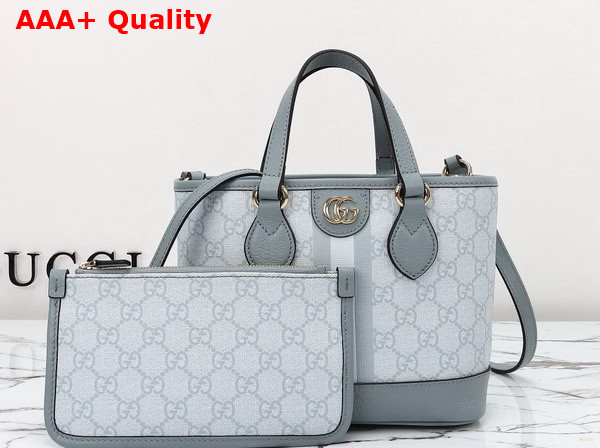 Gucci Ophidia Mini Tote Bag in Dusty Blue GG Supreme Canvas 811716 Replica