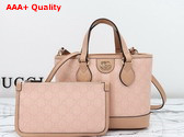 Gucci Ophidia Mini Tote Bag in Dusty Pink GG Supreme Canvas 811716 Replica