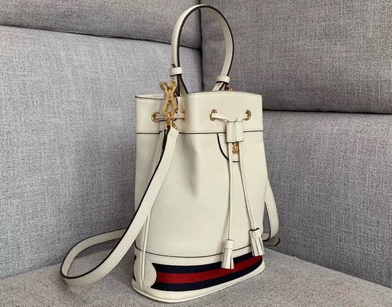 Gucci Ophidia Small Bucket Bag in White Leather 610846