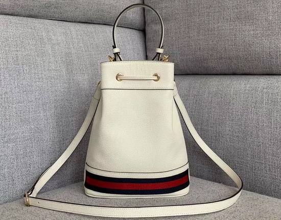 Gucci Ophidia Small Bucket Bag in White Leather 610846