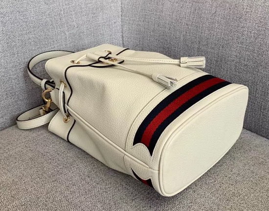 Gucci Ophidia Small Bucket Bag in White Leather 610846