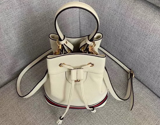 Gucci Ophidia Small Bucket Bag in White Leather 610846