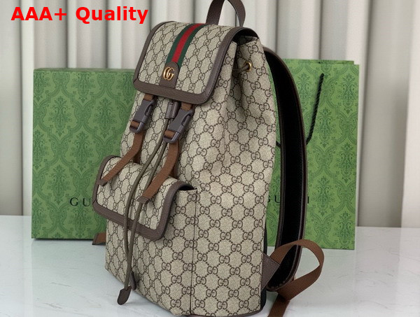 Gucci Ophidia Small GG Backpack in Beige and Ebony GG Supreme Canvas with Brown Leather Trim 792114 Replica