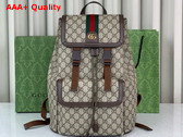 Gucci Ophidia Small GG Backpack in Beige and Ebony GG Supreme Canvas with Brown Leather Trim 792114 Replica