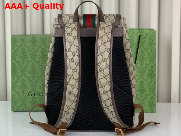 Gucci Ophidia Small GG Backpack in Beige and Ebony GG Supreme Canvas with Brown Leather Trim 792114 Replica