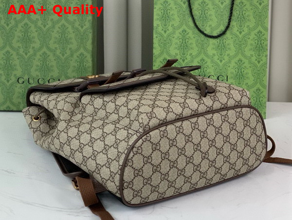 Gucci Ophidia Small GG Backpack in Beige and Ebony GG Supreme Canvas with Brown Leather Trim 792114 Replica