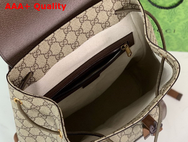 Gucci Ophidia Small GG Backpack in Beige and Ebony GG Supreme Canvas with Brown Leather Trim 792114 Replica