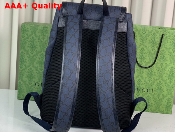 Gucci Ophidia Small GG Backpack in Blue and Dark Blue GG Supreme Canvas with Brown Leather Trim 792114 Replica