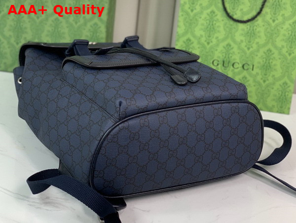 Gucci Ophidia Small GG Backpack in Blue and Dark Blue GG Supreme Canvas with Brown Leather Trim 792114 Replica