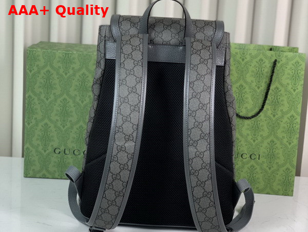 Gucci Ophidia Small GG Backpack in Grey and Black GG Supreme Canvas with Brown Leather Trim 792114 Replica