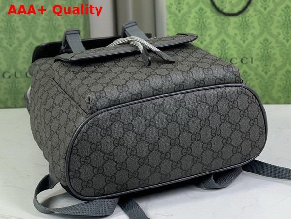 Gucci Ophidia Small GG Backpack in Grey and Black GG Supreme Canvas with Brown Leather Trim 792114 Replica