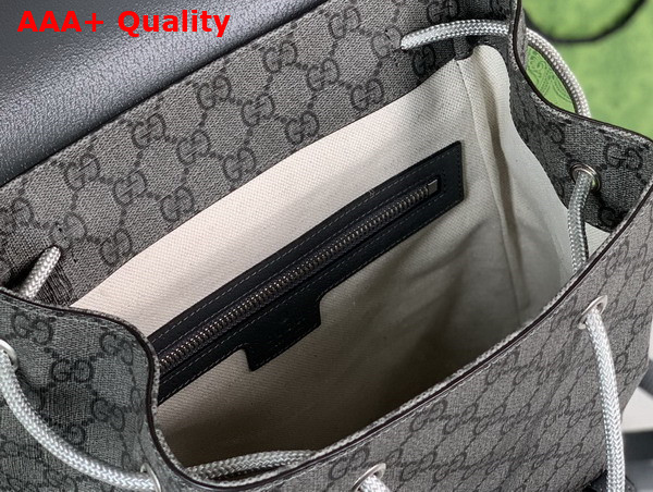 Gucci Ophidia Small GG Backpack in Grey and Black GG Supreme Canvas with Brown Leather Trim 792114 Replica