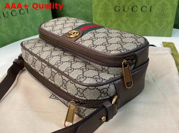 Gucci Ophidia Small Messenger Bag in Beige and Ebony GG Supreme Canvas 723312 Replica