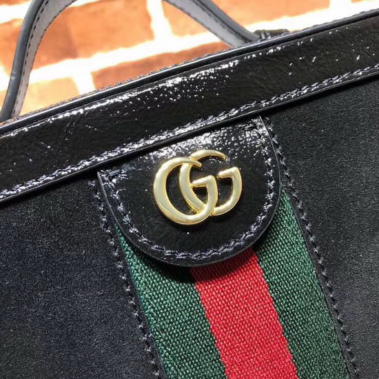 Gucci Ophidia Small Shoulder Bag Black Suede and Black Leather Trim 550622