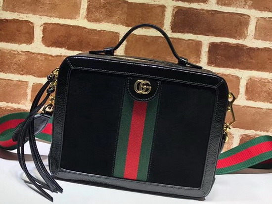 Gucci Ophidia Small Shoulder Bag Black Suede and Black Leather Trim 550622