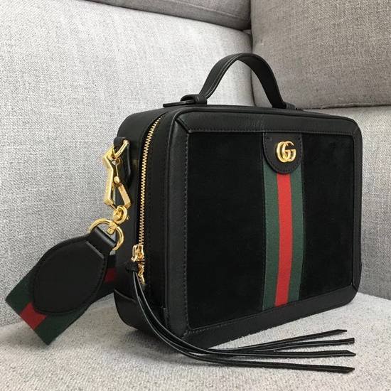 Gucci Ophidia Small Shoulder Bag in Black Suede