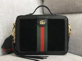 Gucci Ophidia Small Shoulder Bag in Black Suede