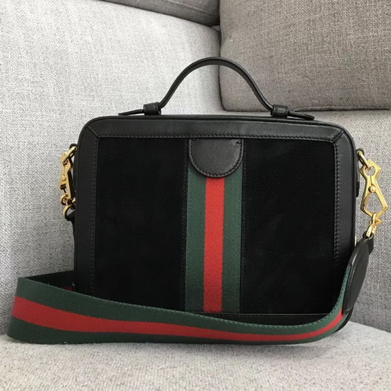 Gucci Ophidia Small Shoulder Bag in Black Suede