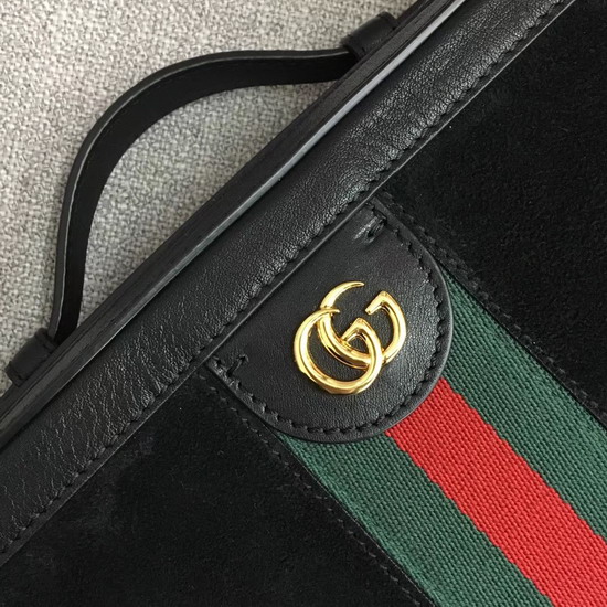 Gucci Ophidia Small Shoulder Bag in Black Suede