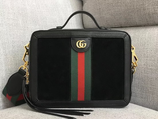 Gucci Ophidia Small Shoulder Bag in Black Suede