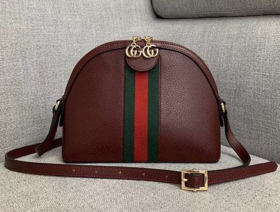 Gucci Ophidia Small Shoulder Bag in Burgundy Leather 499621