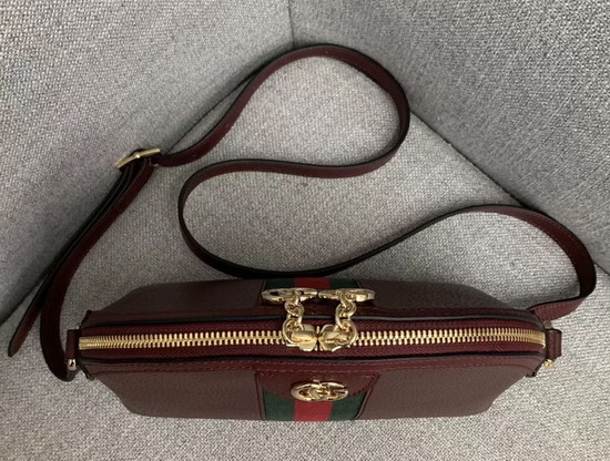 Gucci Ophidia Small Shoulder Bag in Burgundy Leather 499621