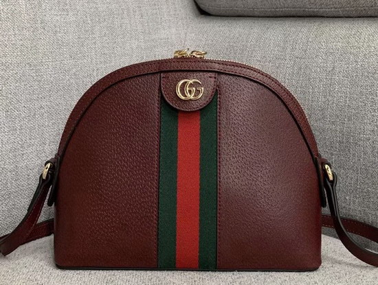 Gucci Ophidia Small Shoulder Bag in Burgundy Leather 499621