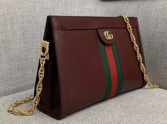 Gucci Ophidia Small Shoulder Bag in Burgundy Leather 503877