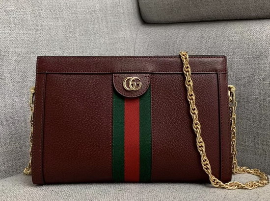 Gucci Ophidia Small Shoulder Bag in Burgundy Leather 503877