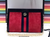 Gucci Ophidia Small Shoulder Bag in Red Suede