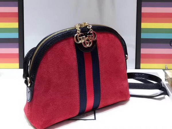 Gucci Ophidia Small Shoulder Bag in Red Suede 499621