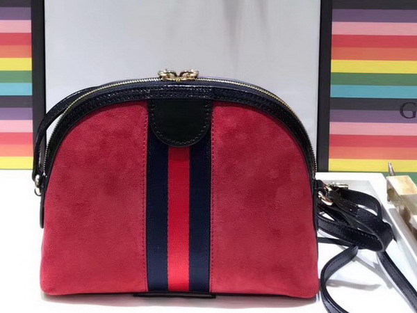 Gucci Ophidia Small Shoulder Bag in Red Suede 499621