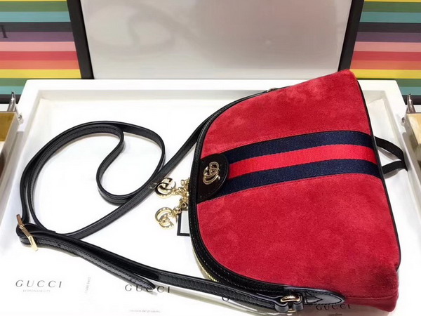 Gucci Ophidia Small Shoulder Bag in Red Suede 499621