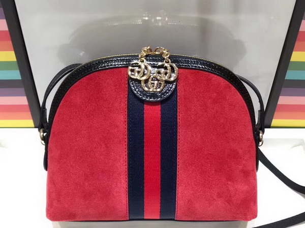 Gucci Ophidia Small Shoulder Bag in Red Suede 499621