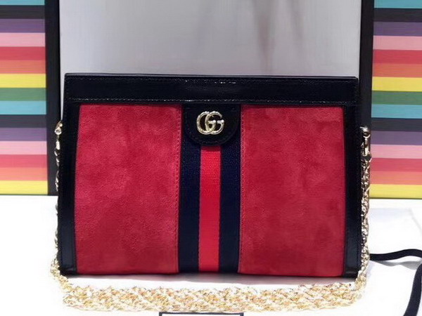 Gucci Ophidia Small Shoulder Bag in Red Suede