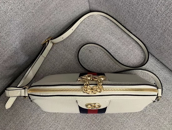 Gucci Ophidia Small Shoulder Bag in White Leather 499621