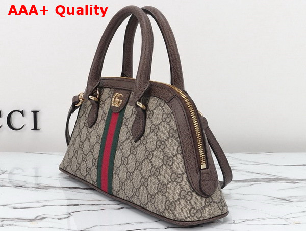 Gucci Ophidia Small Top Handle Bag in Beige and Ebony GG Supreme Canvas 795249 Replica