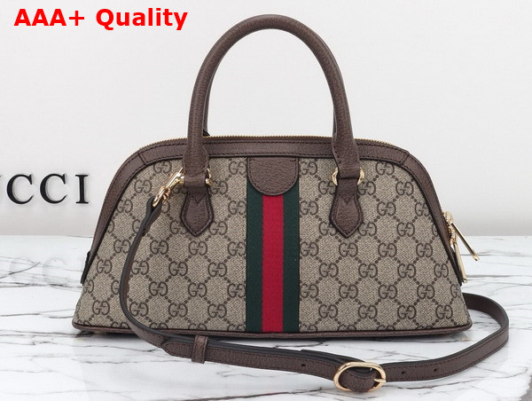 Gucci Ophidia Small Top Handle Bag in Beige and Ebony GG Supreme Canvas 795249 Replica