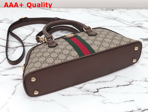 Gucci Ophidia Small Top Handle Bag in Beige and Ebony GG Supreme Canvas 795249 Replica