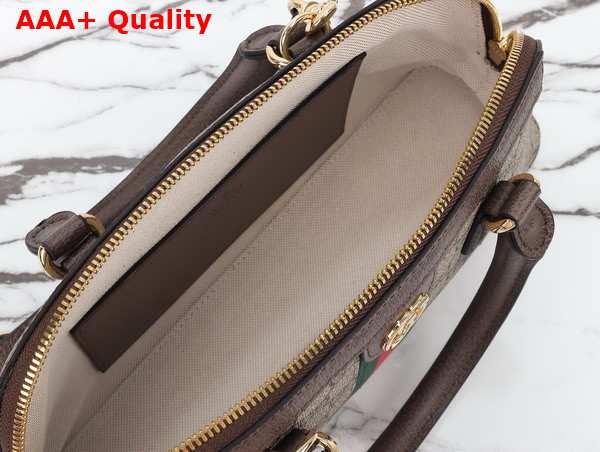 Gucci Ophidia Small Top Handle Bag in Beige and Ebony GG Supreme Canvas 795249 Replica