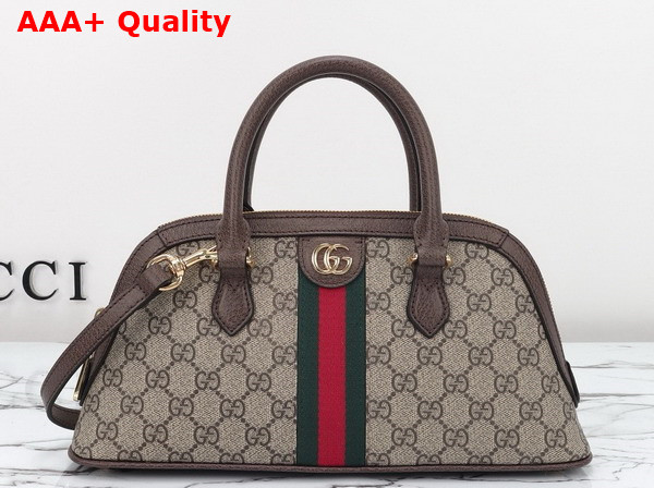 Gucci Ophidia Small Top Handle Bag in Beige and Ebony GG Supreme Canvas 795249 Replica