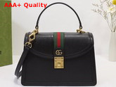 Gucci Ophidia Small Top Handle Bag with Web Black Leather 651055 Replica