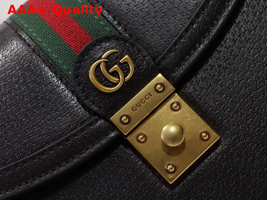 Gucci Ophidia Small Top Handle Bag with Web Black Leather 651055 Replica