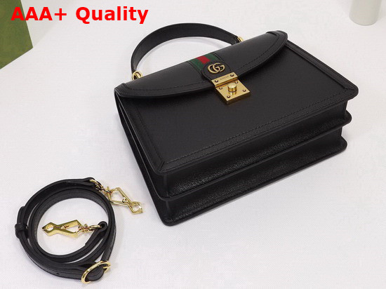 Gucci Ophidia Small Top Handle Bag with Web Black Leather 651055 Replica