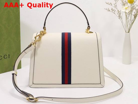 Gucci Ophidia Small Top Handle Bag with Web White Leather 651055 Replica